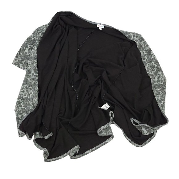 LuLaRoe Open Front 3/4 Sleeve Cardigan Sweater Womens Size L Grey Floral - Picture 11 of 15